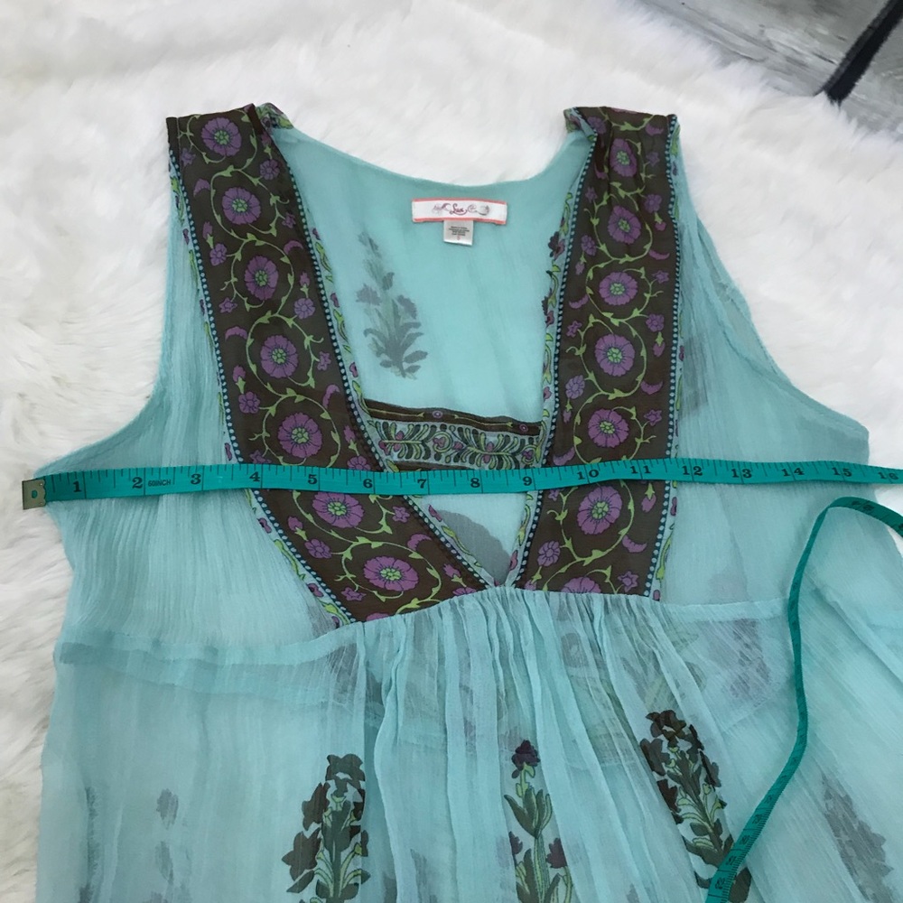 Urban Outfitters Lux Blue silk sheer tunic top - Picture 6 of 7